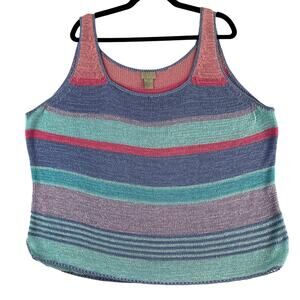Sigred Olsen Sport Vintage Knitted Tank Colorful Soft Stretch SZ 3X